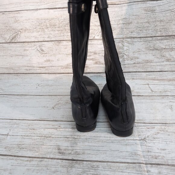 Poppy Barley Knee High Zipper Black Leather Equestrian boots Women Size 10 - Picture 9 of 12